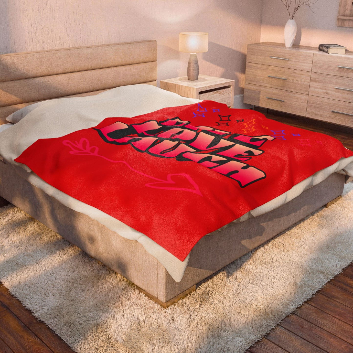 Live Love Laugh Velveteen Plush Blanket — Cozy Red Inspirational Throw for Home & Gifts