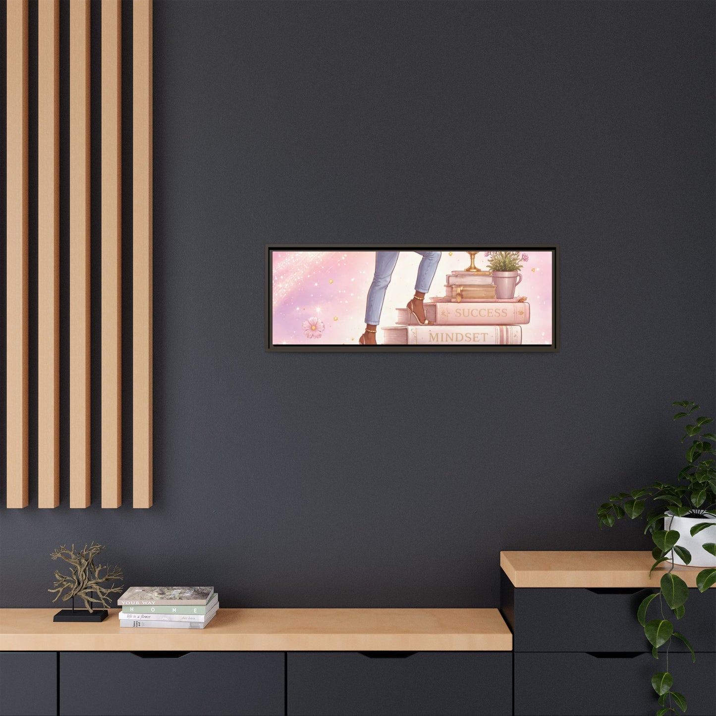 Dream Big Wall Art — Motivational Stacked Books Framed Canvas