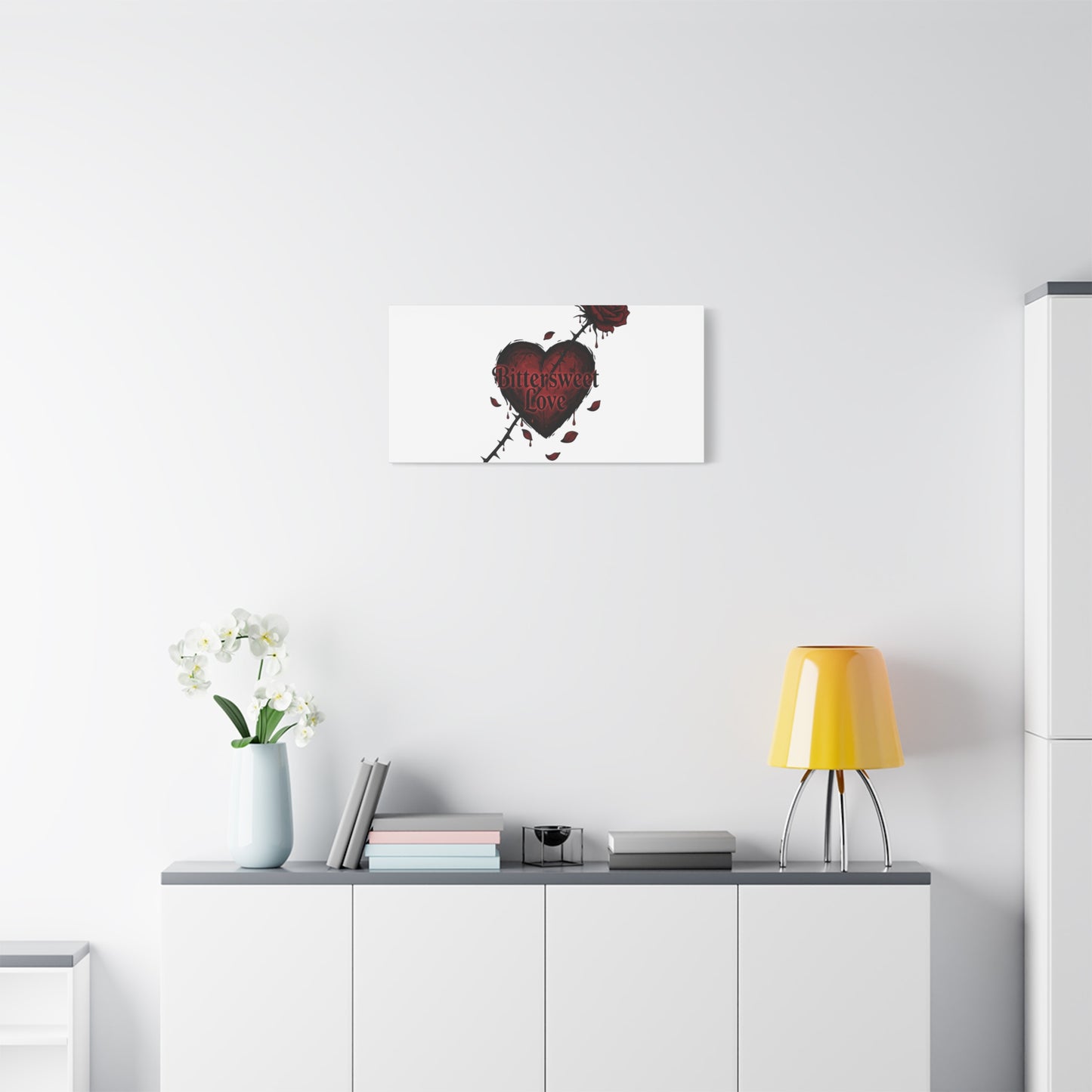 Bittersweet Love heart & thorn rose Canvas | Goth Valentine, Dark Romance Art Print