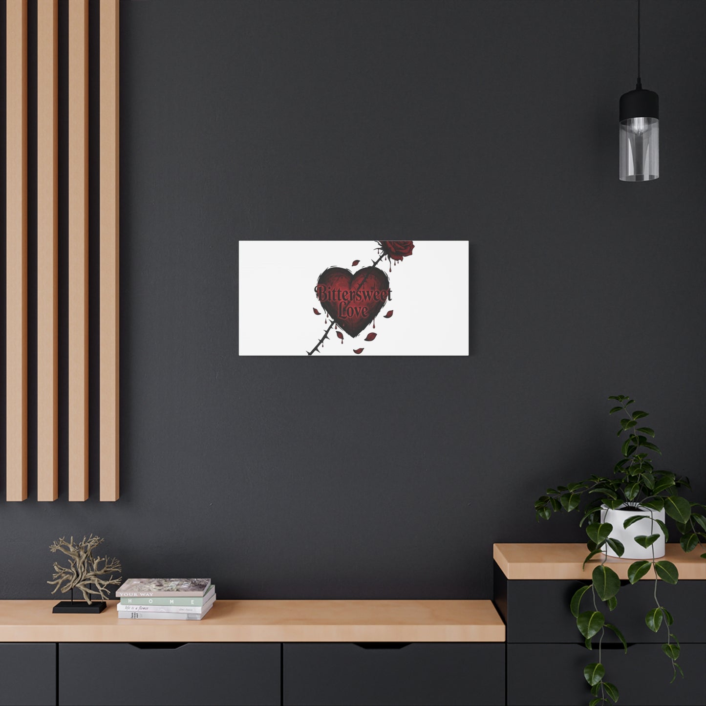 Bittersweet Love heart & thorn rose Canvas | Goth Valentine, Dark Romance Art Print