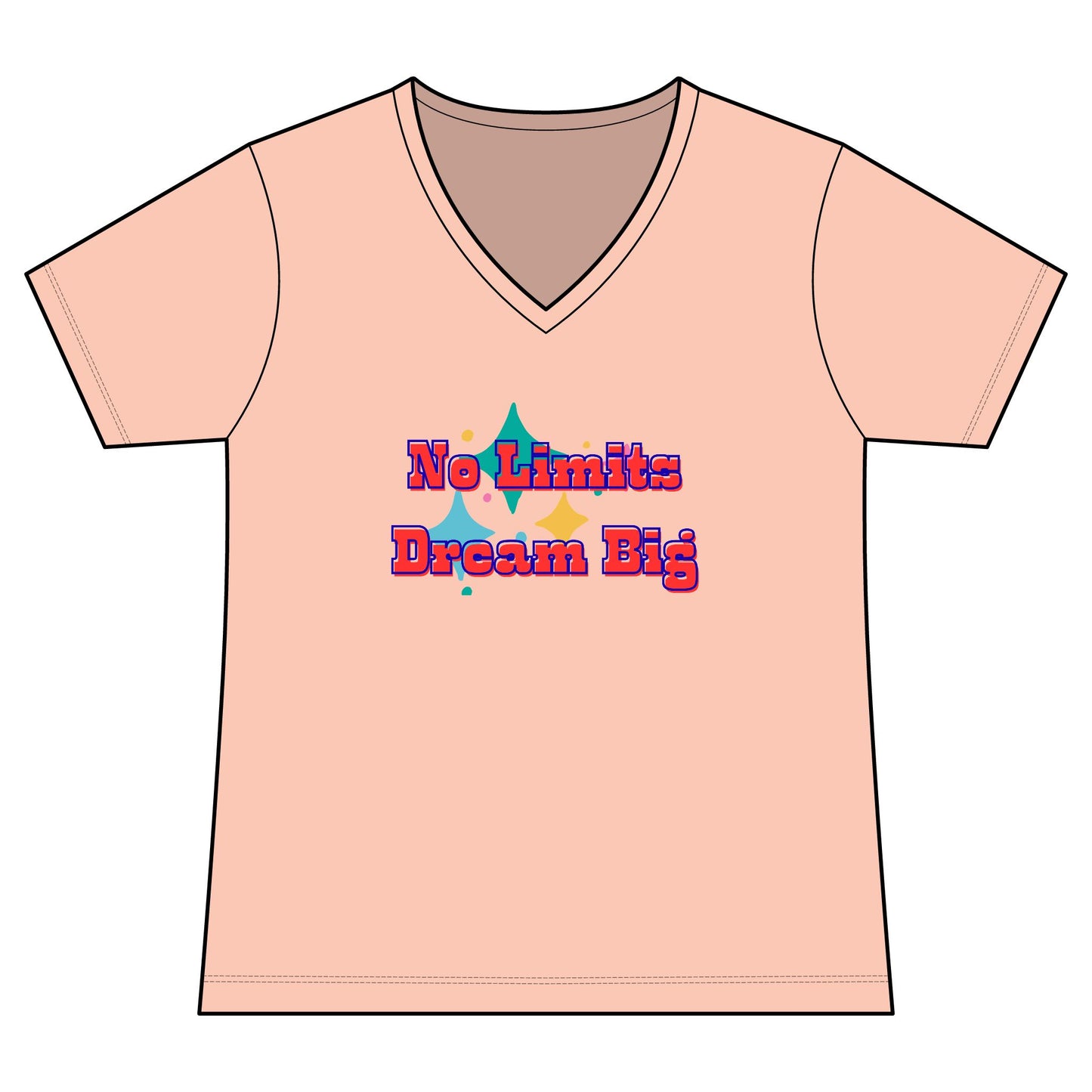 No Limits Dream Big V-Neck Tee — Women's Inspirational Graphic Tee