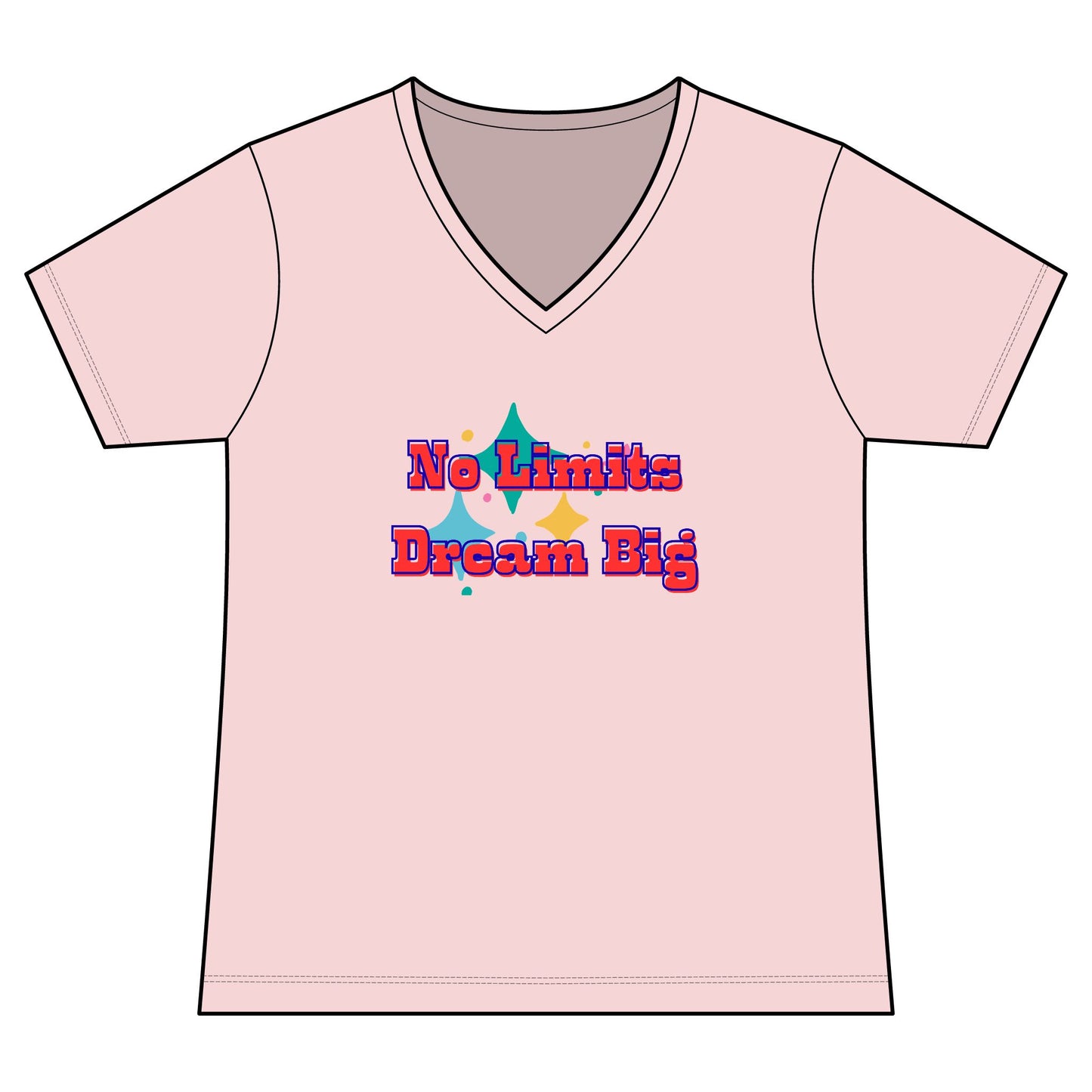 No Limits Dream Big V-Neck Tee — Women's Inspirational Graphic Tee