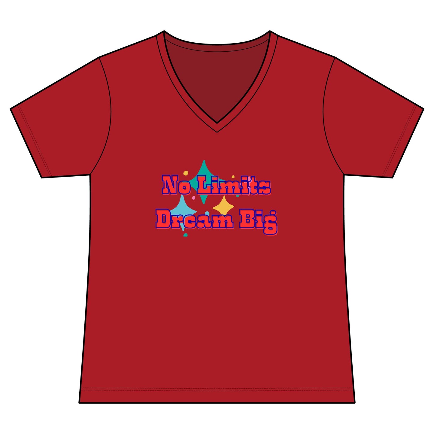 No Limits Dream Big V-Neck Tee — Women's Inspirational Graphic Tee