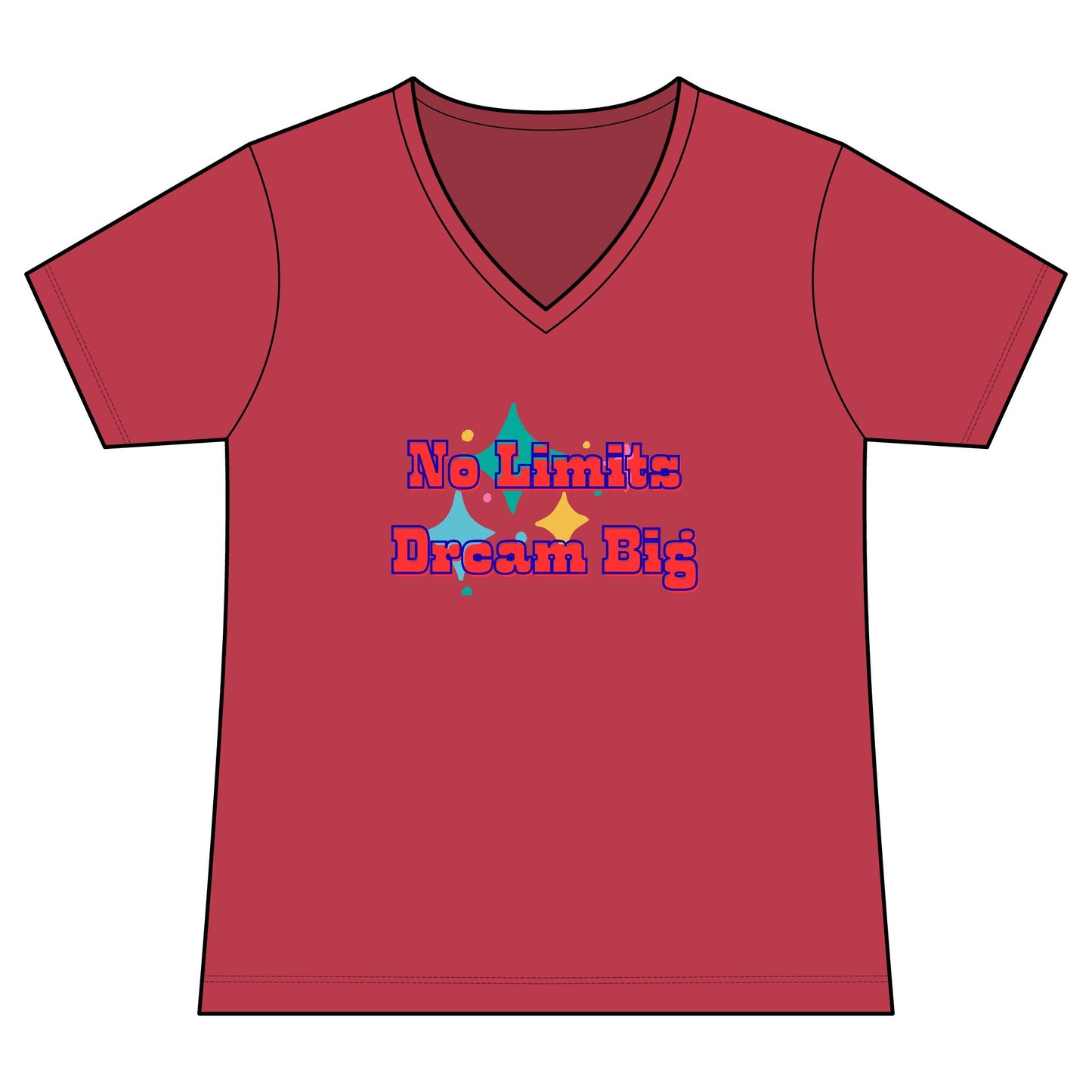 No Limits Dream Big V-Neck Tee — Women's Inspirational Graphic Tee