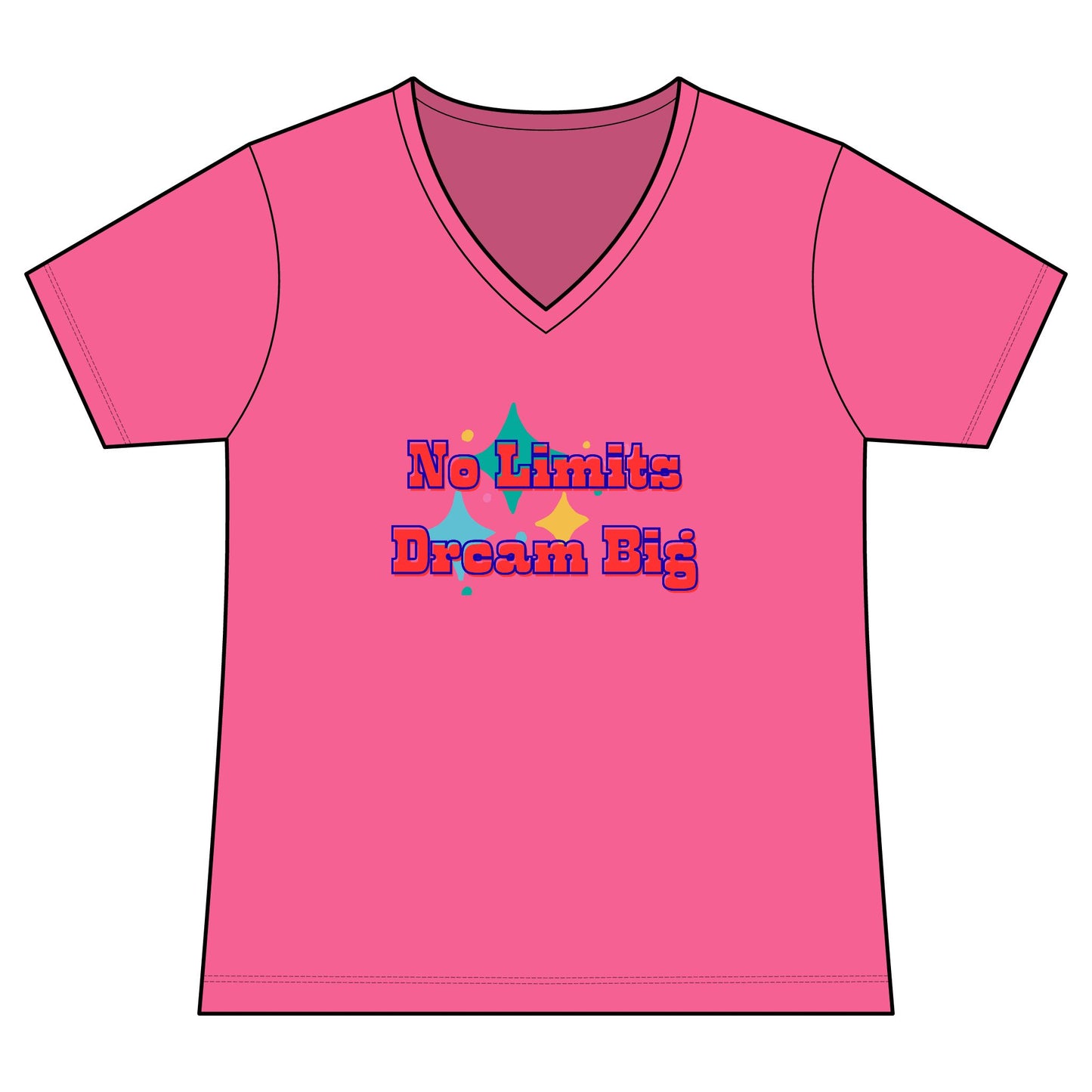 No Limits Dream Big V-Neck Tee — Women's Inspirational Graphic Tee