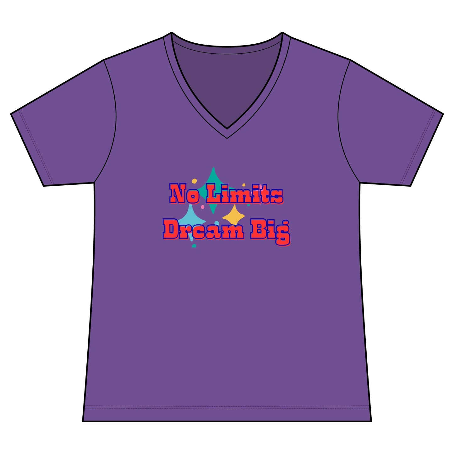 No Limits Dream Big V-Neck Tee — Women's Inspirational Graphic Tee