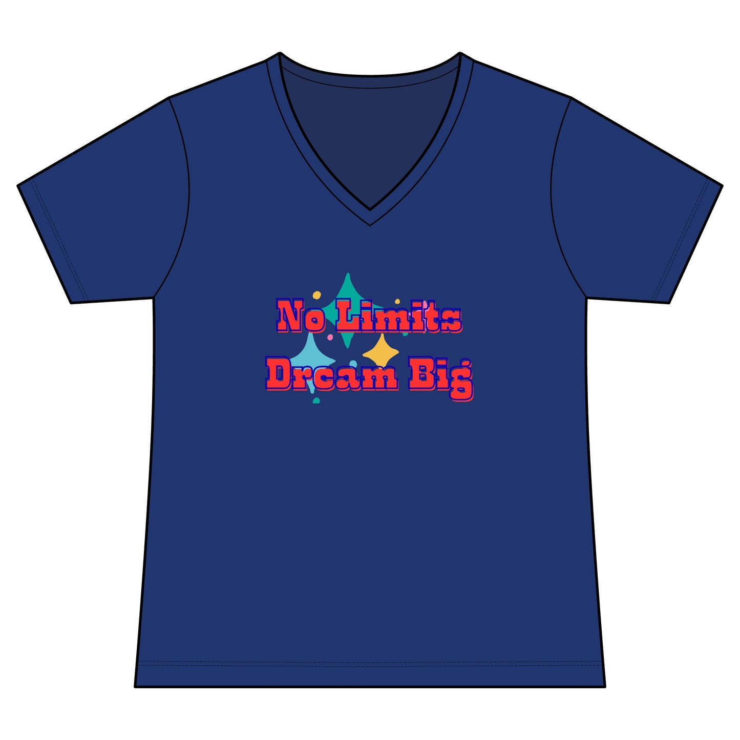 No Limits Dream Big V-Neck Tee — Women's Inspirational Graphic Tee