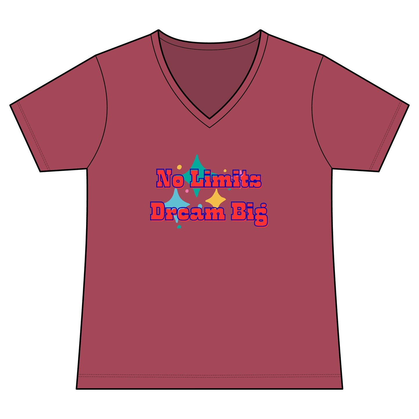 No Limits Dream Big V-Neck Tee — Women's Inspirational Graphic Tee