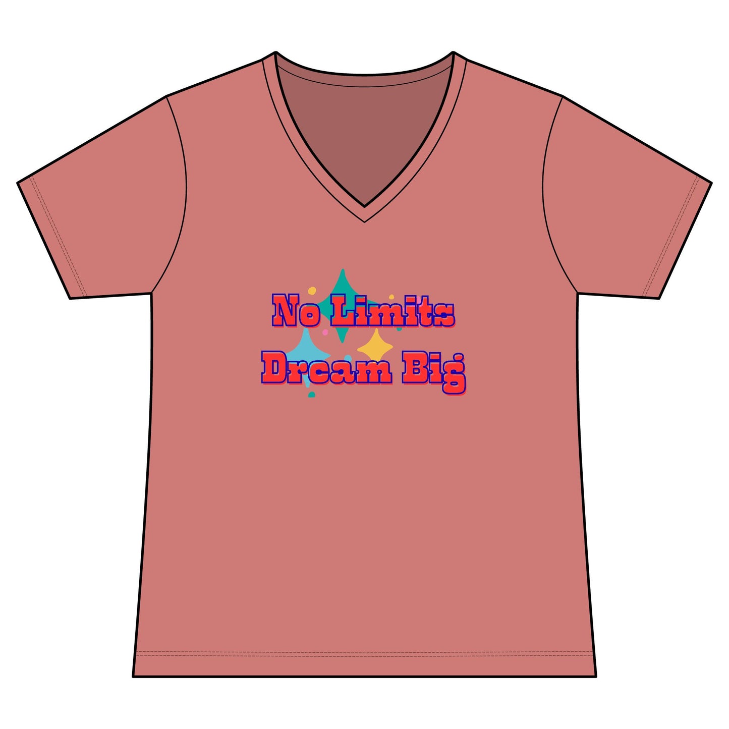 No Limits Dream Big V-Neck Tee — Women's Inspirational Graphic Tee
