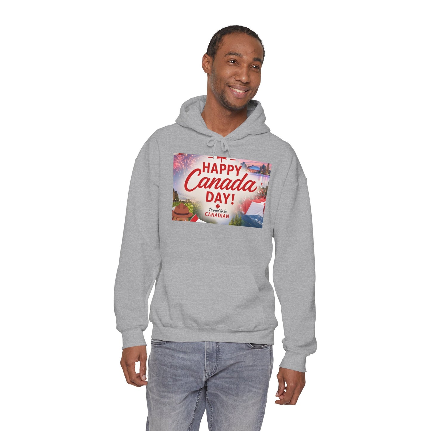 Canada Day Hoodie — "Happy Canada Day! Proud Canadian" Celebration Sweatshirt