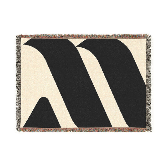 Abstract Curved Stripes Woven Blanket | Modern Geometric Throw