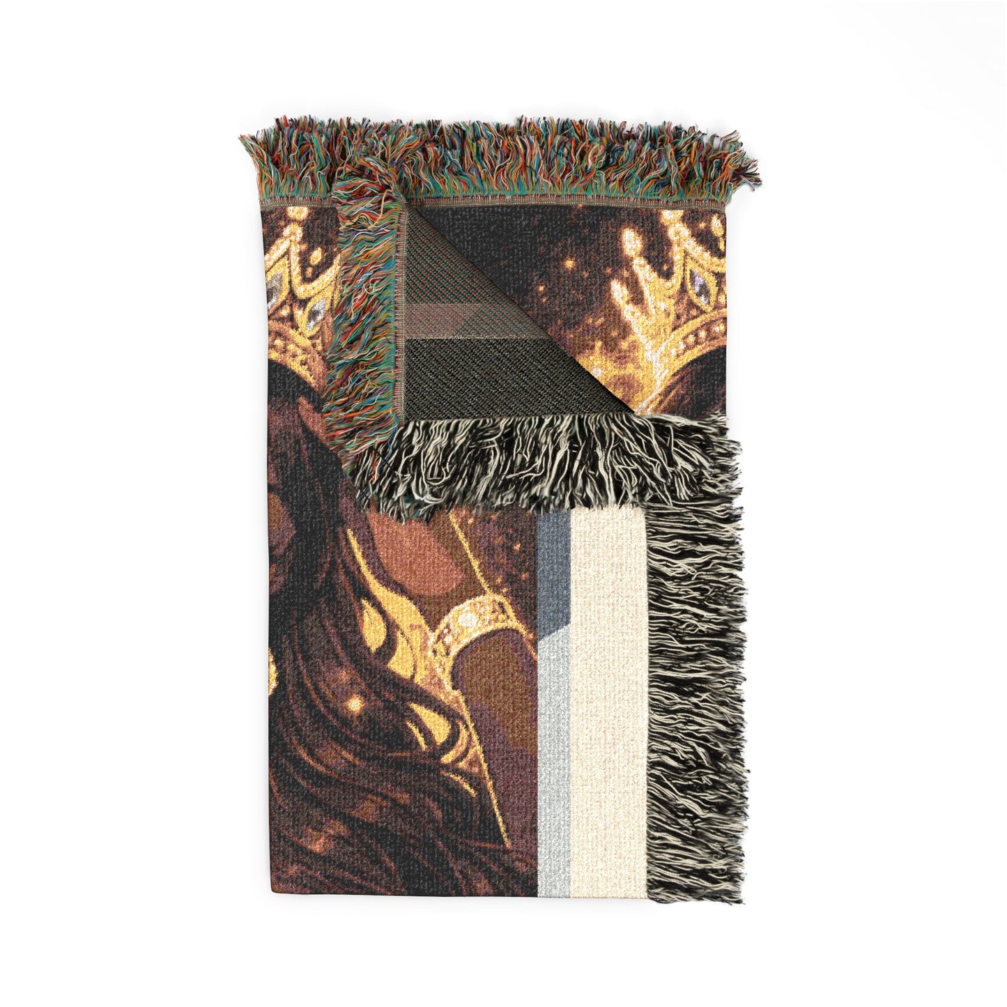 Black Queen Portrait Woven Blanket | Afrocentric Throw, Royal Home Decor