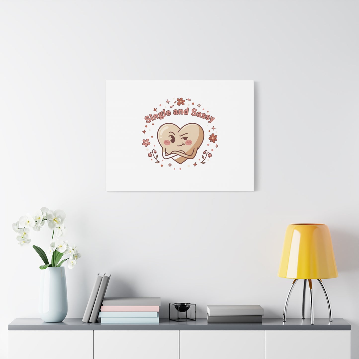 Single and Sassy Heart Canvas | Anti‑Valentine, Pastel Cynic Wall Art