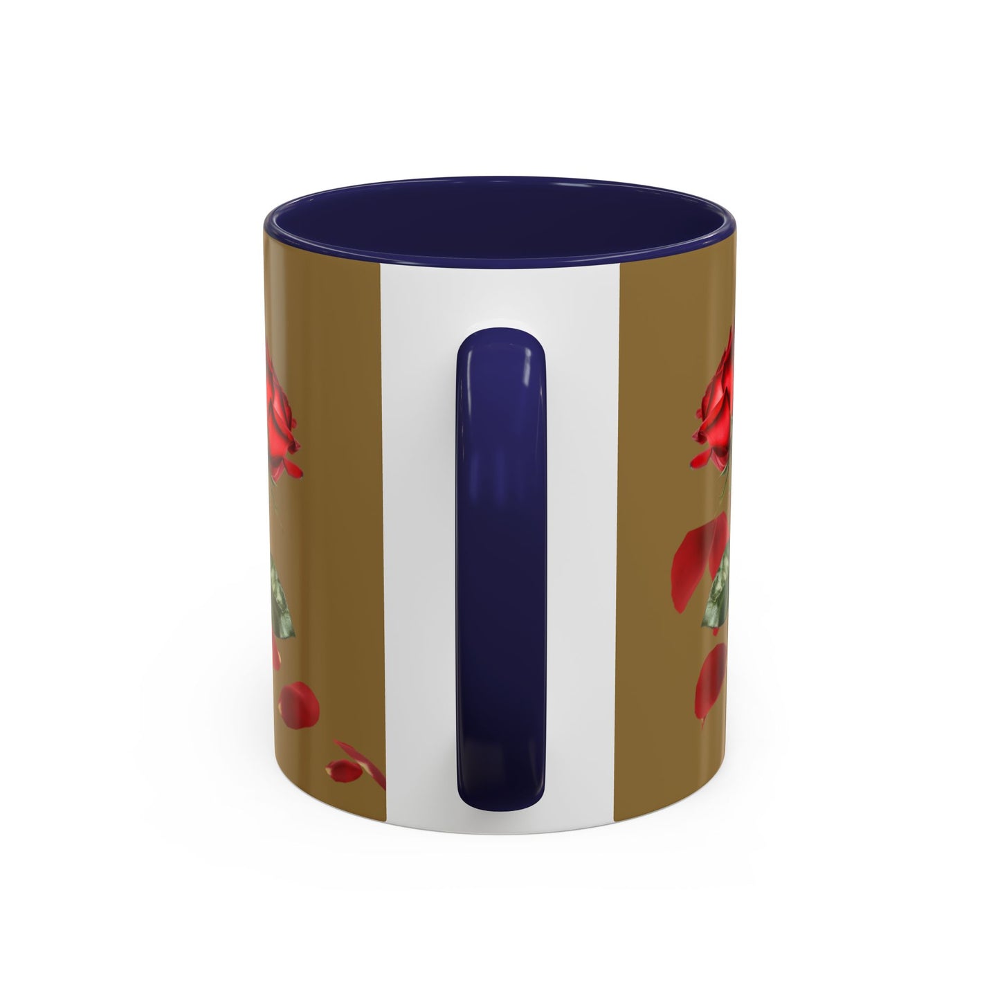 Red Rose Petals Coffee Mug  Accent Black Handle Interior,