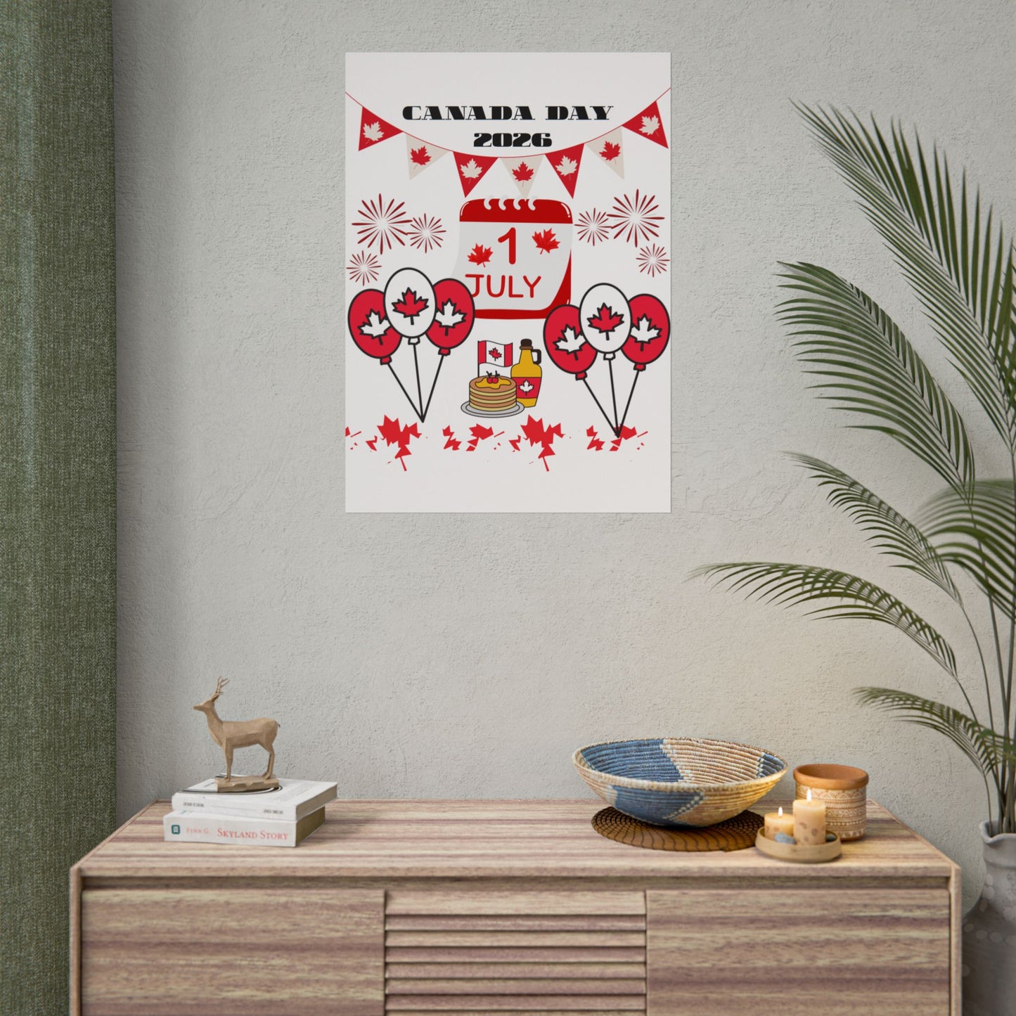 Canada Day 1 July Poster – Red Maple Leaf Celebration Print