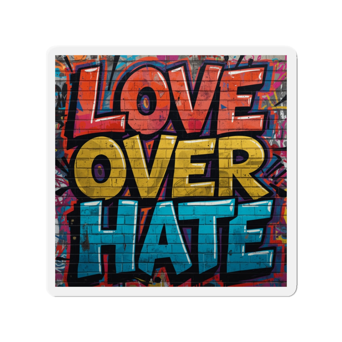 Love Over Hate Die-Cut Magnet — Inspirational Heart Sticker Magnet