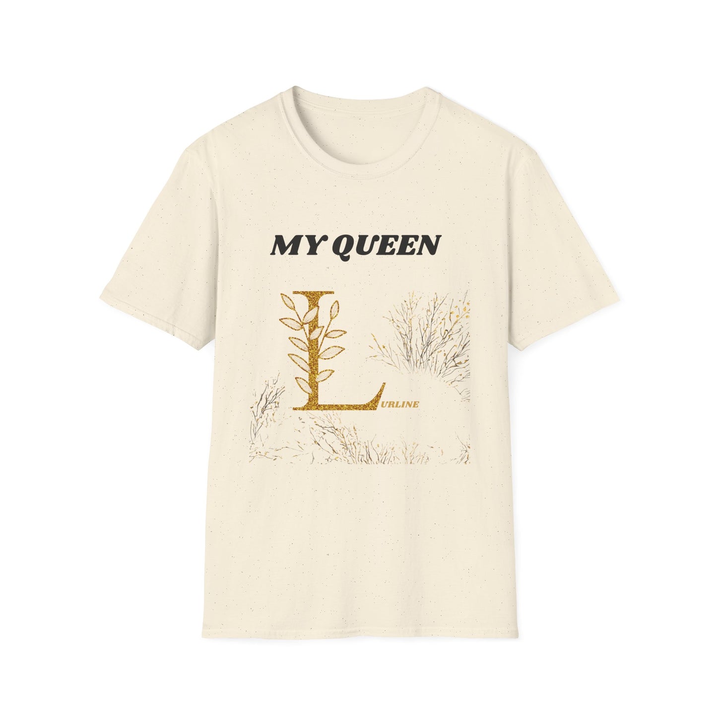 GOLD FLORAL Initial "My Queen" T-Shirt — Custom Large First Initial & Name