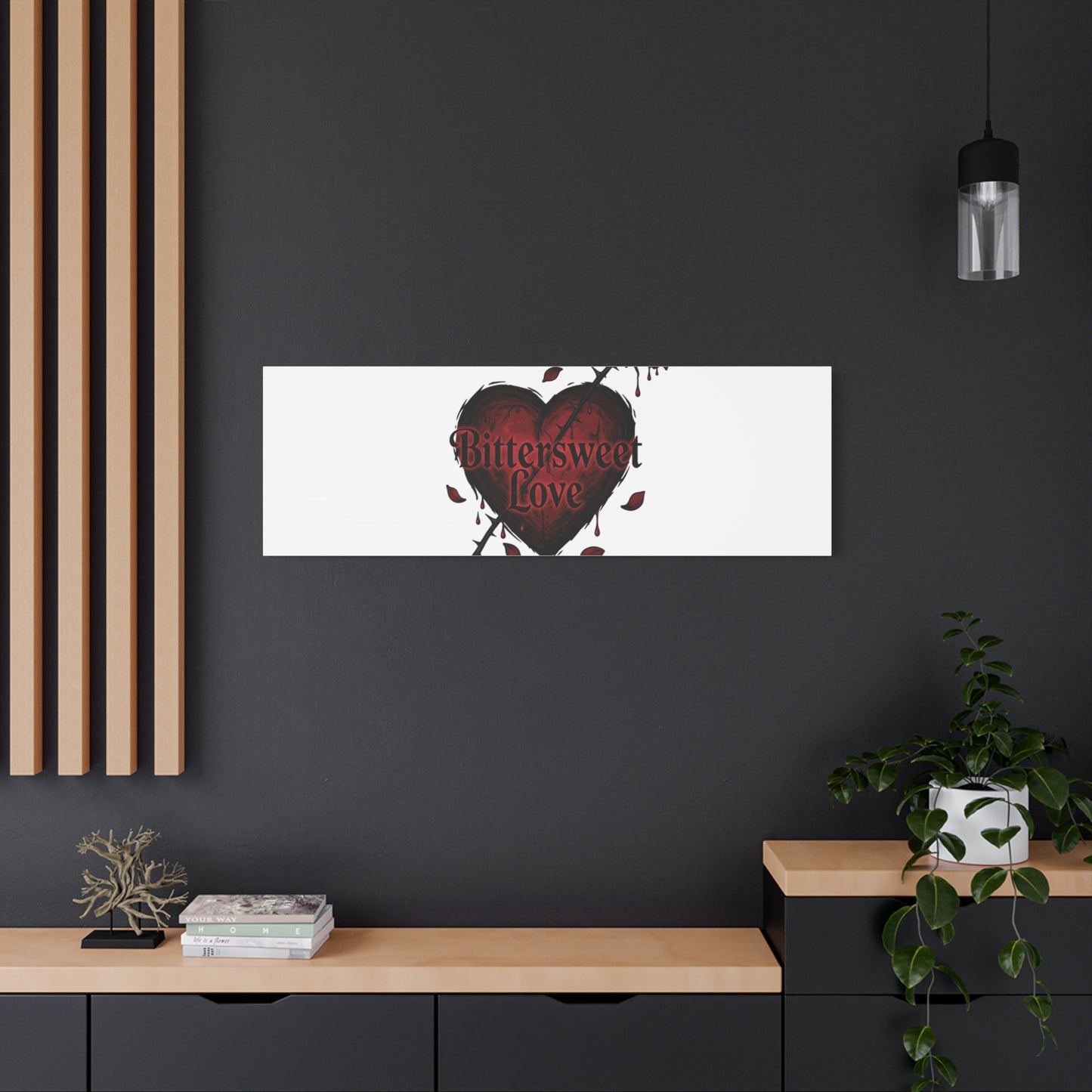 Bittersweet Love heart & thorn rose Canvas | Goth Valentine, Dark Romance Art Print
