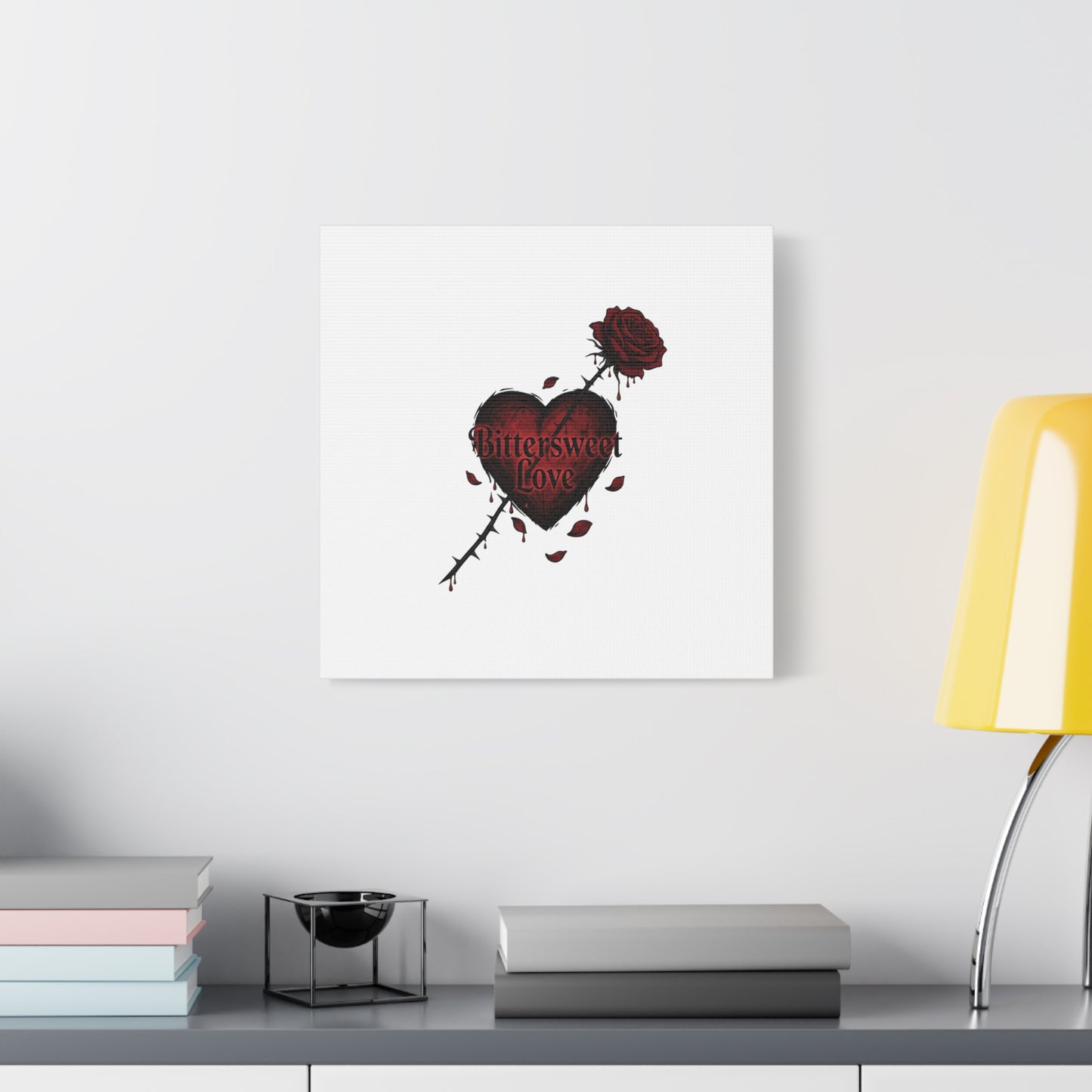 Bittersweet Love heart & thorn rose Canvas | Goth Valentine, Dark Romance Art Print