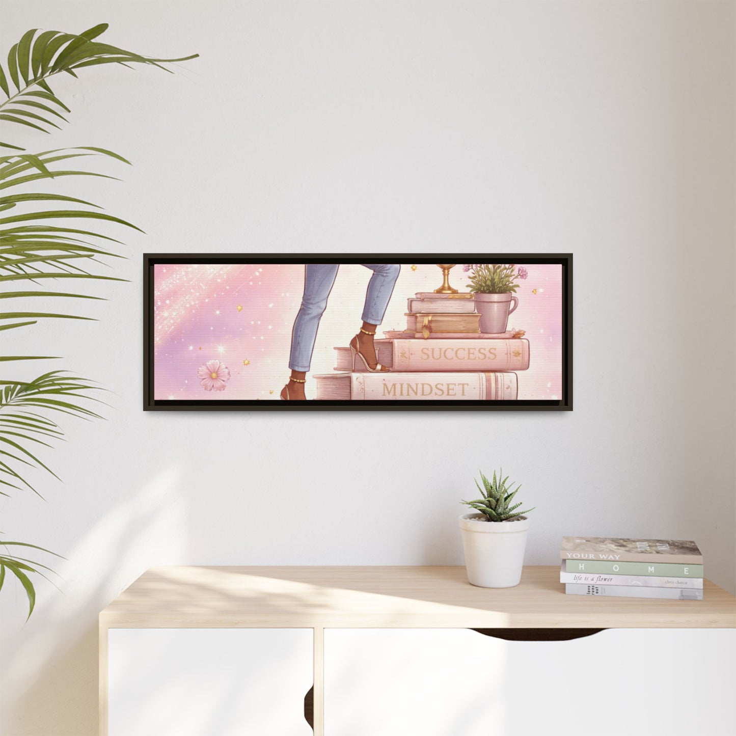 Dream Big Wall Art — Motivational Stacked Books Framed Canvas
