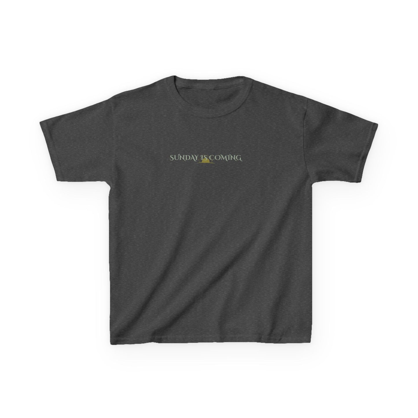 Kids Tee — Minimal "Always Be Curious" Rainbow Text
