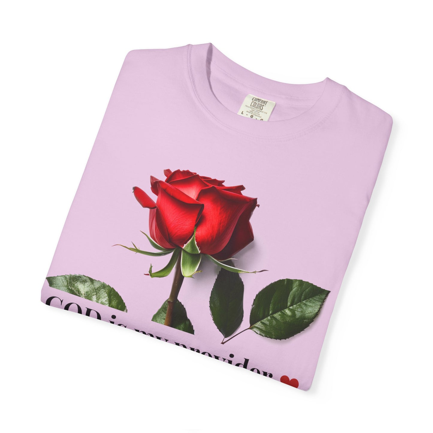 Red Rose "GOD is my provider" T-Shirt | Faith Floral Tee