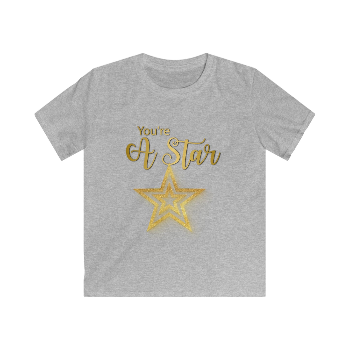 Kids Tee — "You're A Star" Gold Glitter Star Graphic
