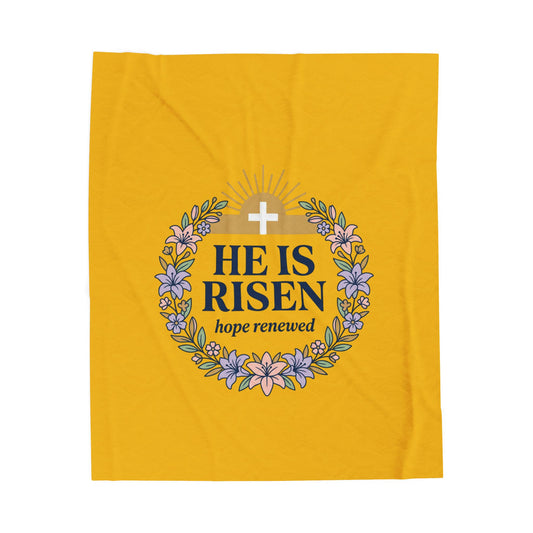 He Is Risen Velveteen Blanket | Easter Christian, Resurrection Scripture