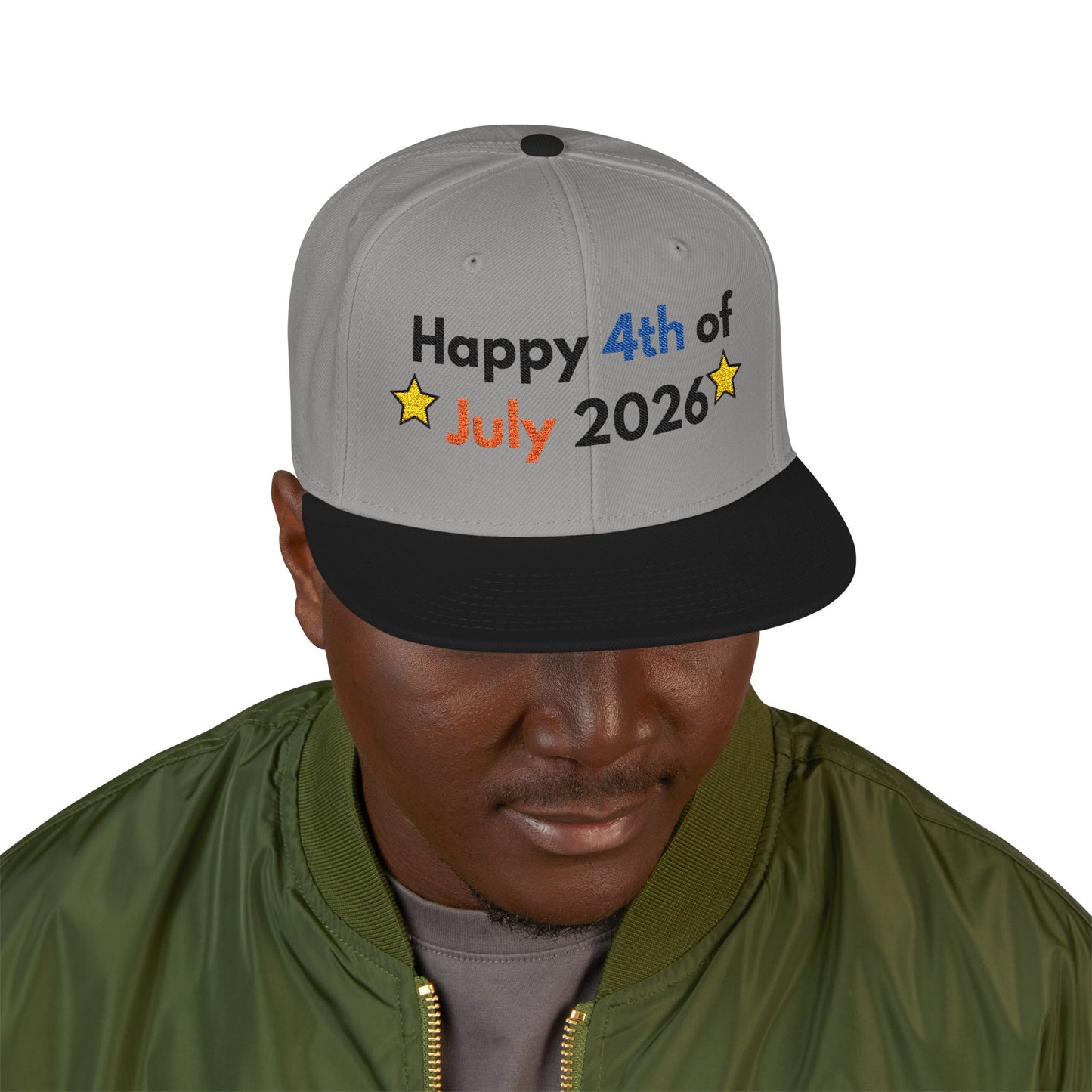 Happy 4th of July 2026 Embroidered Snapback Hat