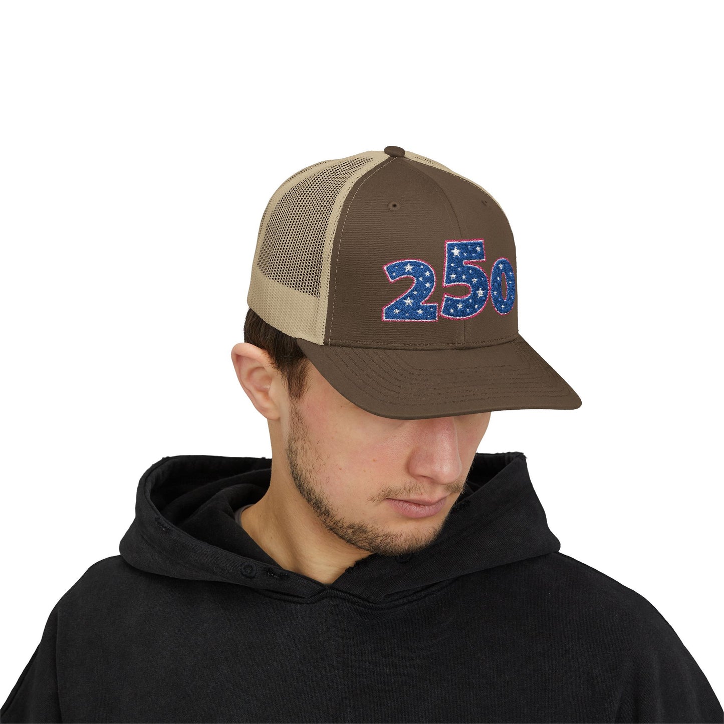 Blue Glitter 250 Patch Snapback Cap | Trucker Mesh Hat