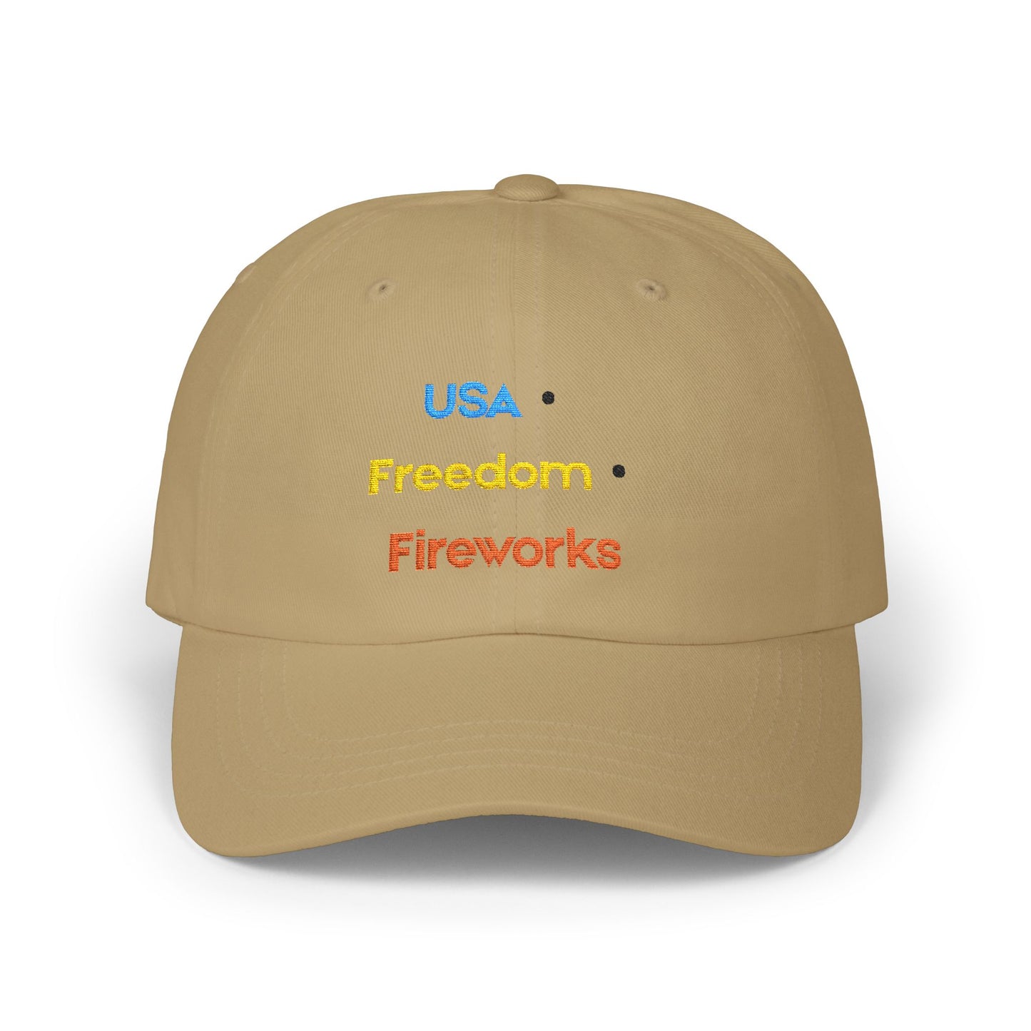 USA Freedom Fireworks Classic Dad Cap | Patriotic Embroidered Hat