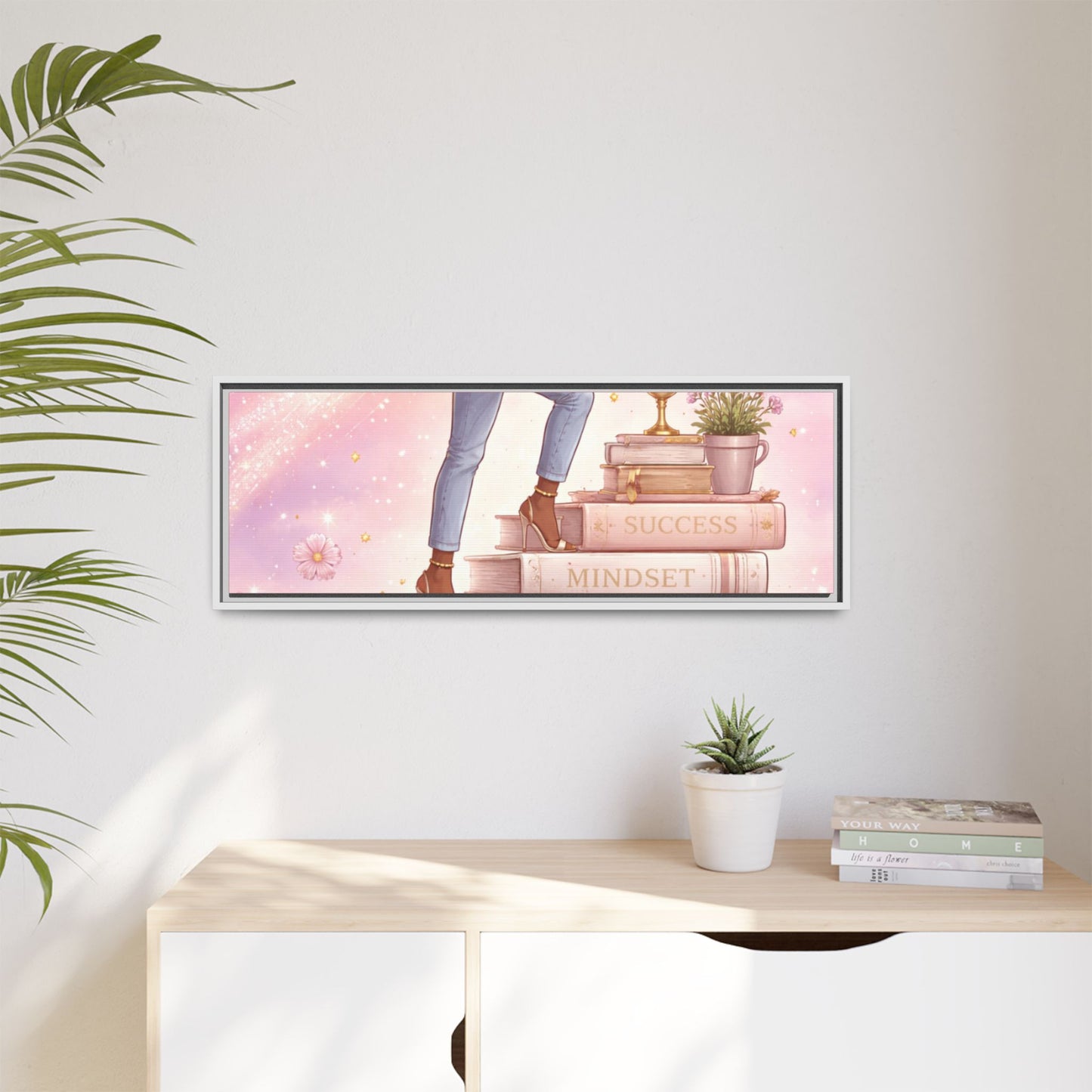 Dream Big Wall Art — Motivational Stacked Books Framed Canvas