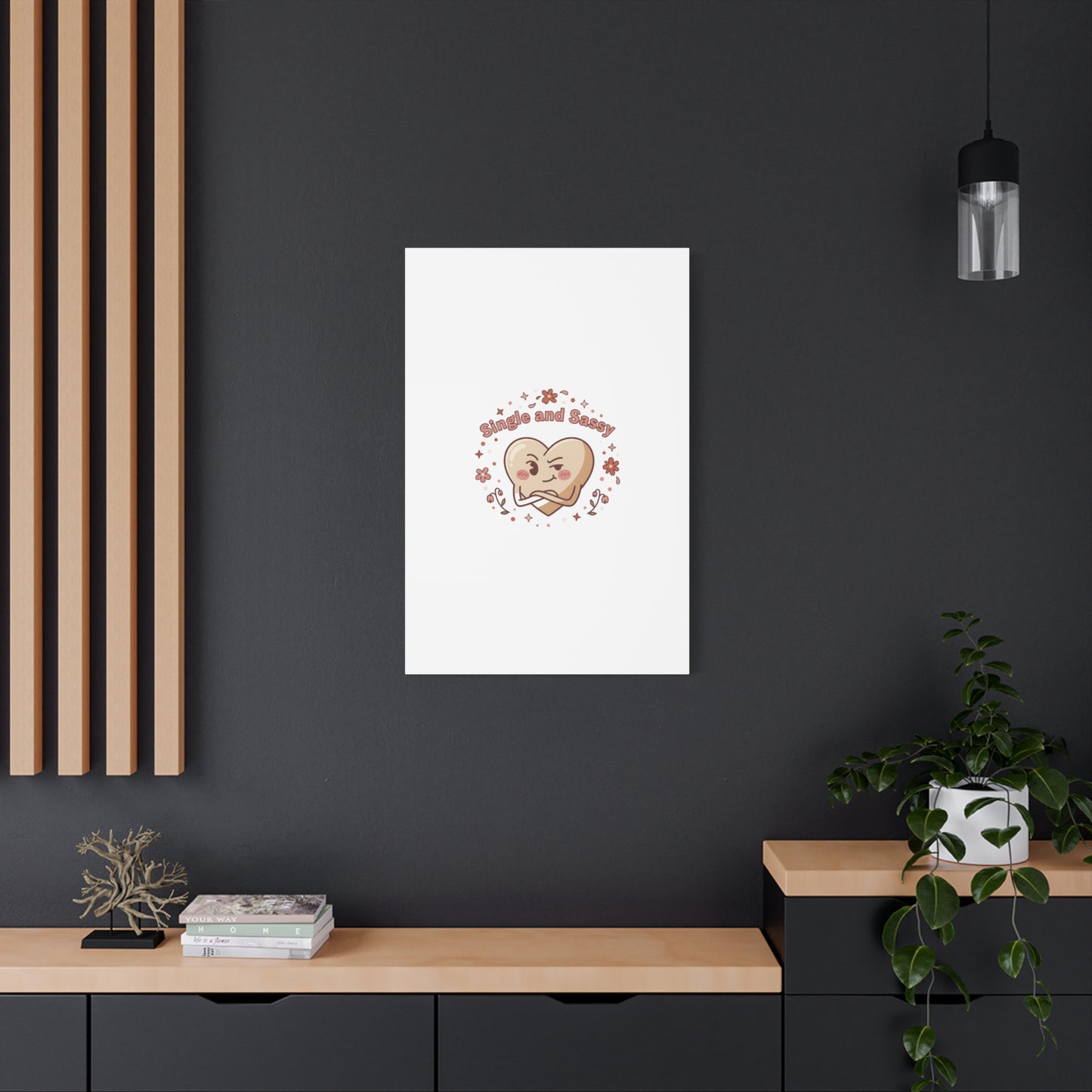Single and Sassy Heart Canvas | Anti‑Valentine, Pastel Cynic Wall Art