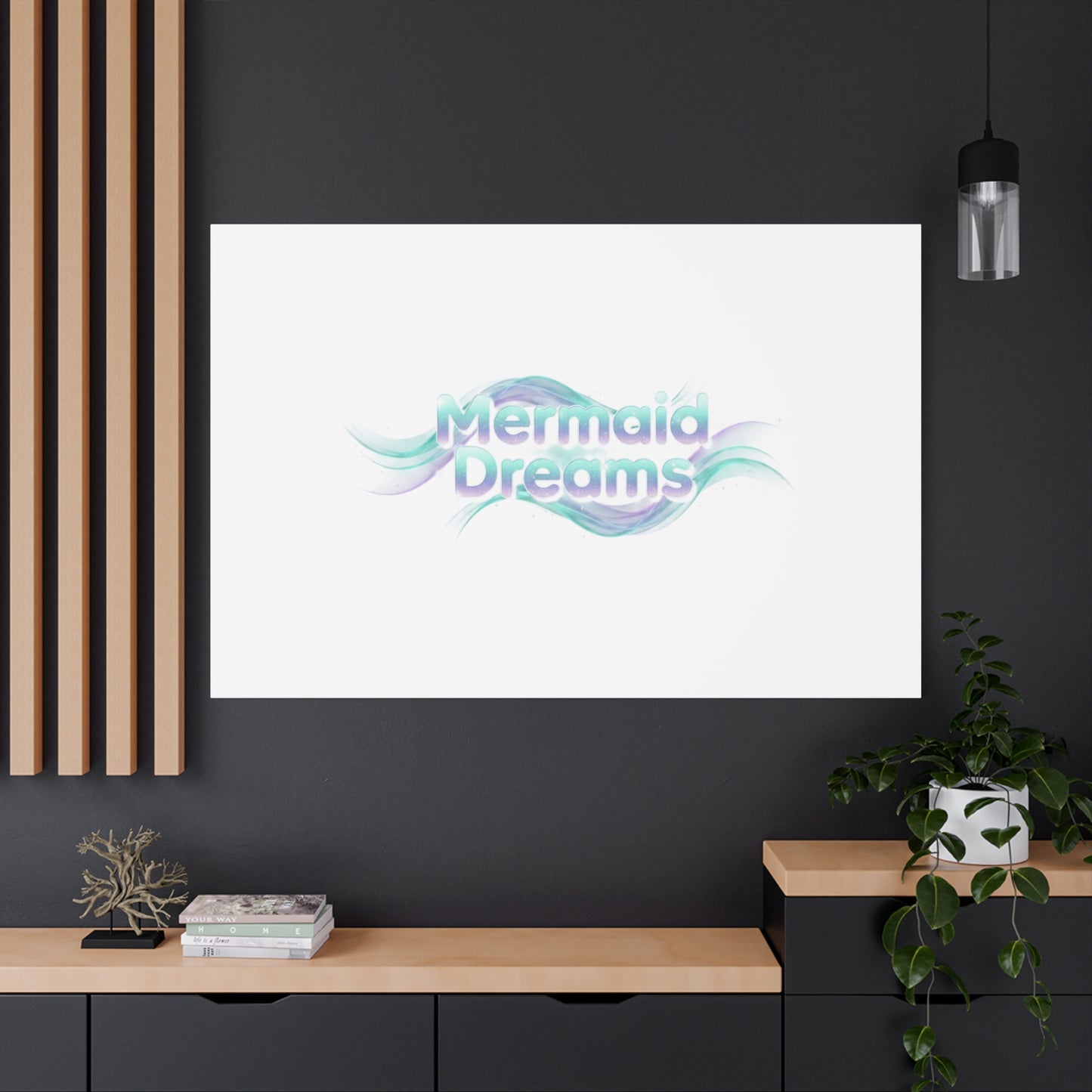 Mermaid Dreams Matte Canvas | iridescent text, pearly word accent