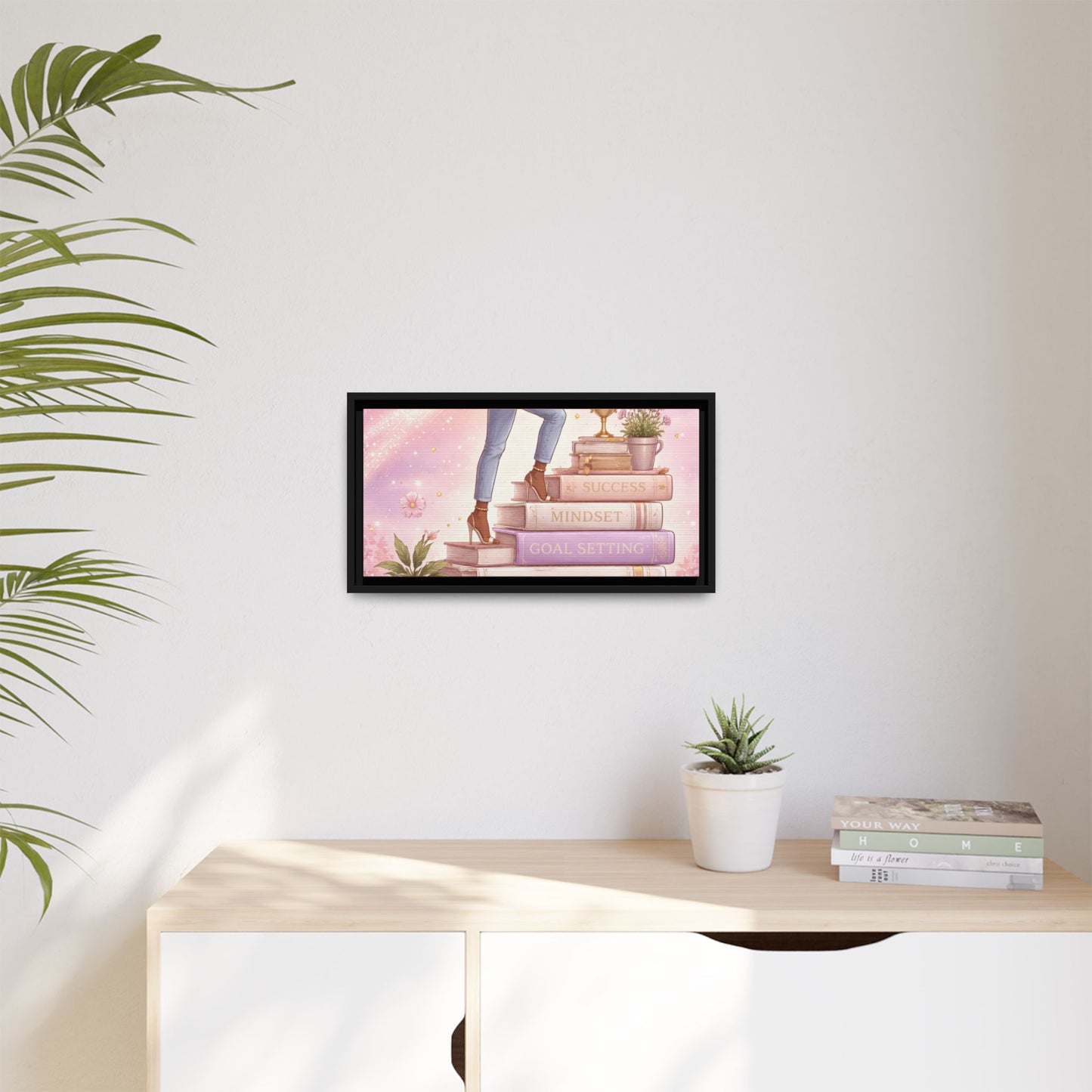 Dream Big Wall Art — Motivational Stacked Books Framed Canvas