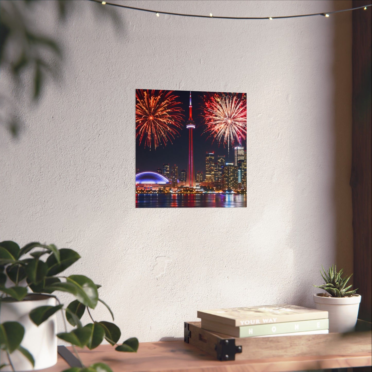 CN Tower Fireworks Matte Vertical Poster — Toronto Skyline Night Celebration Wall Art