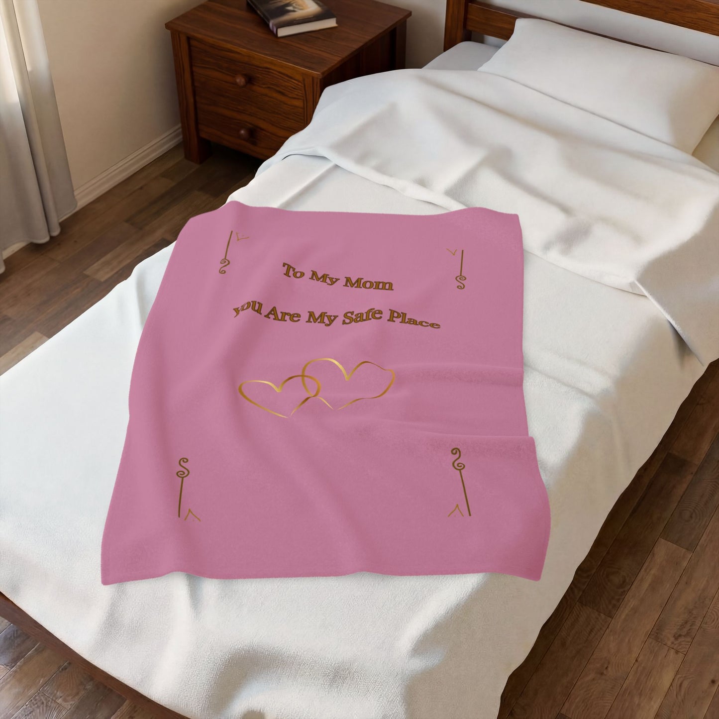 To My Mom Velveteen Blanket – “You Are My Safe Place” Plush Throw for Mother's Day & Comfort