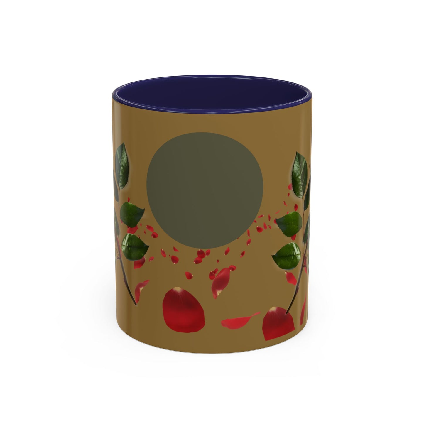 Red Rose Petals Coffee Mug  Accent Black Handle Interior,
