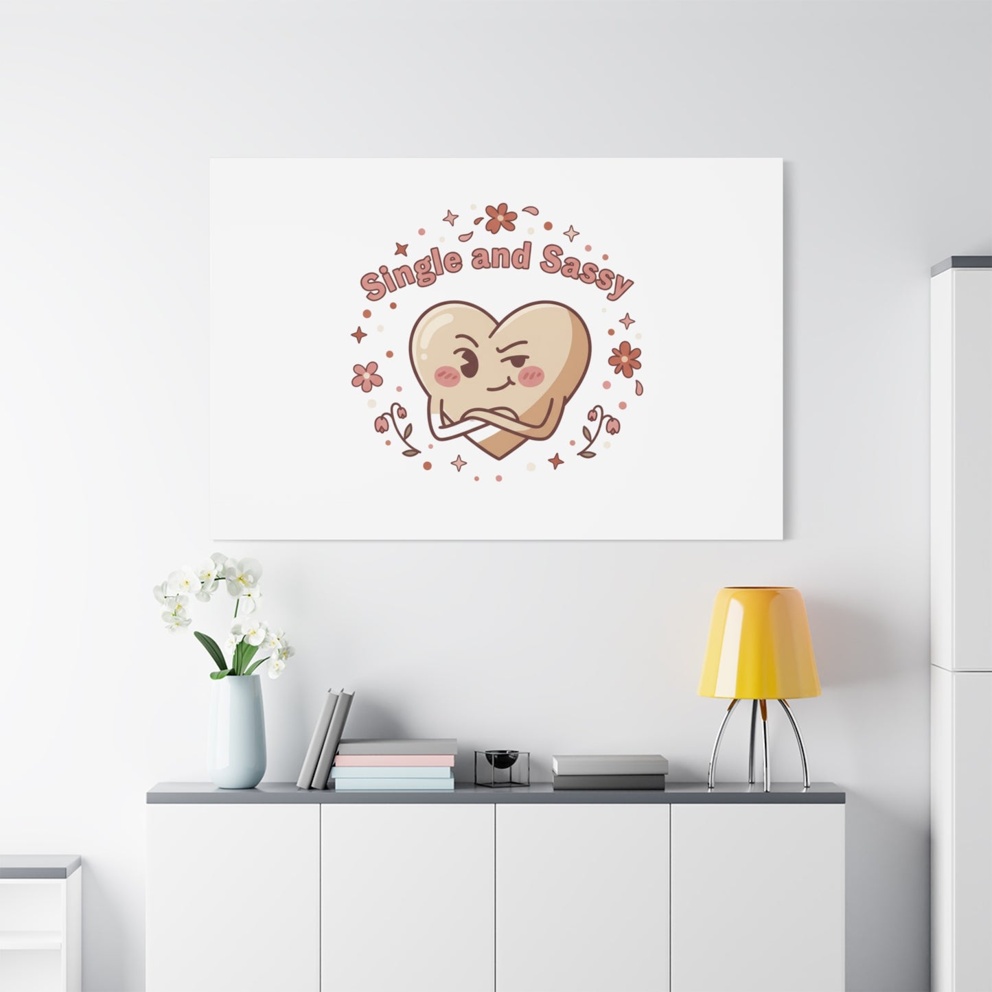 Single and Sassy Heart Canvas | Anti‑Valentine, Pastel Cynic Wall Art