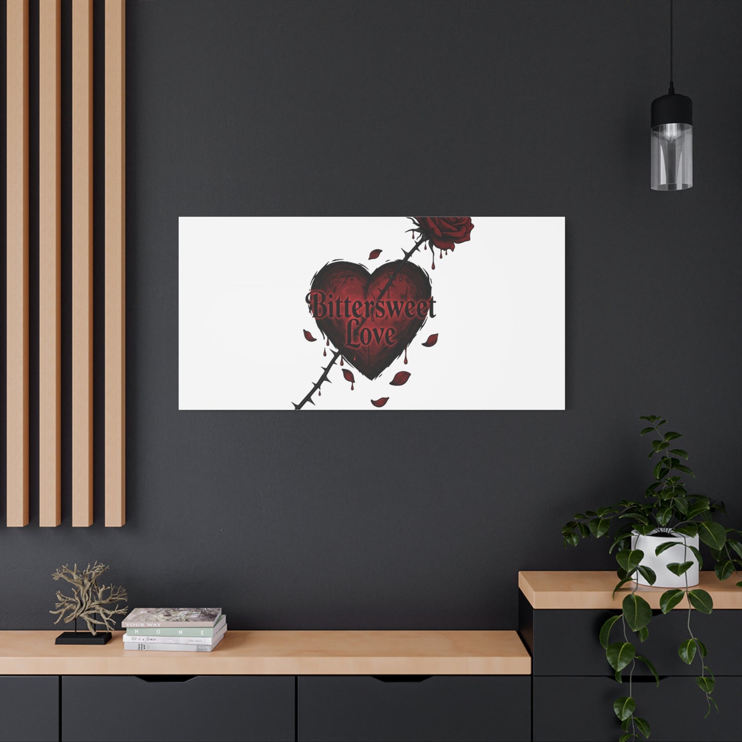 Bittersweet Love heart & thorn rose Canvas | Goth Valentine, Dark Romance Art Print