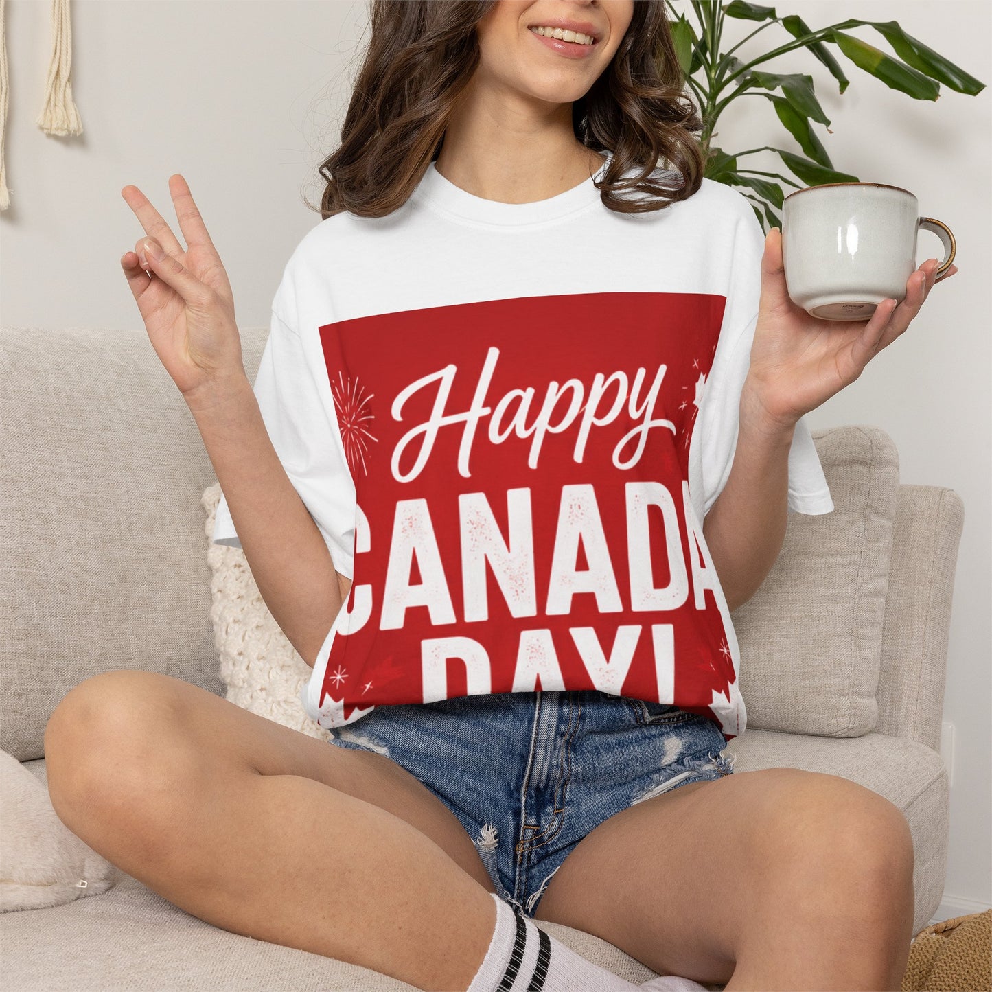 Happy Canada Day T-Shirt — Red Maple Leaf Canada Day Tee