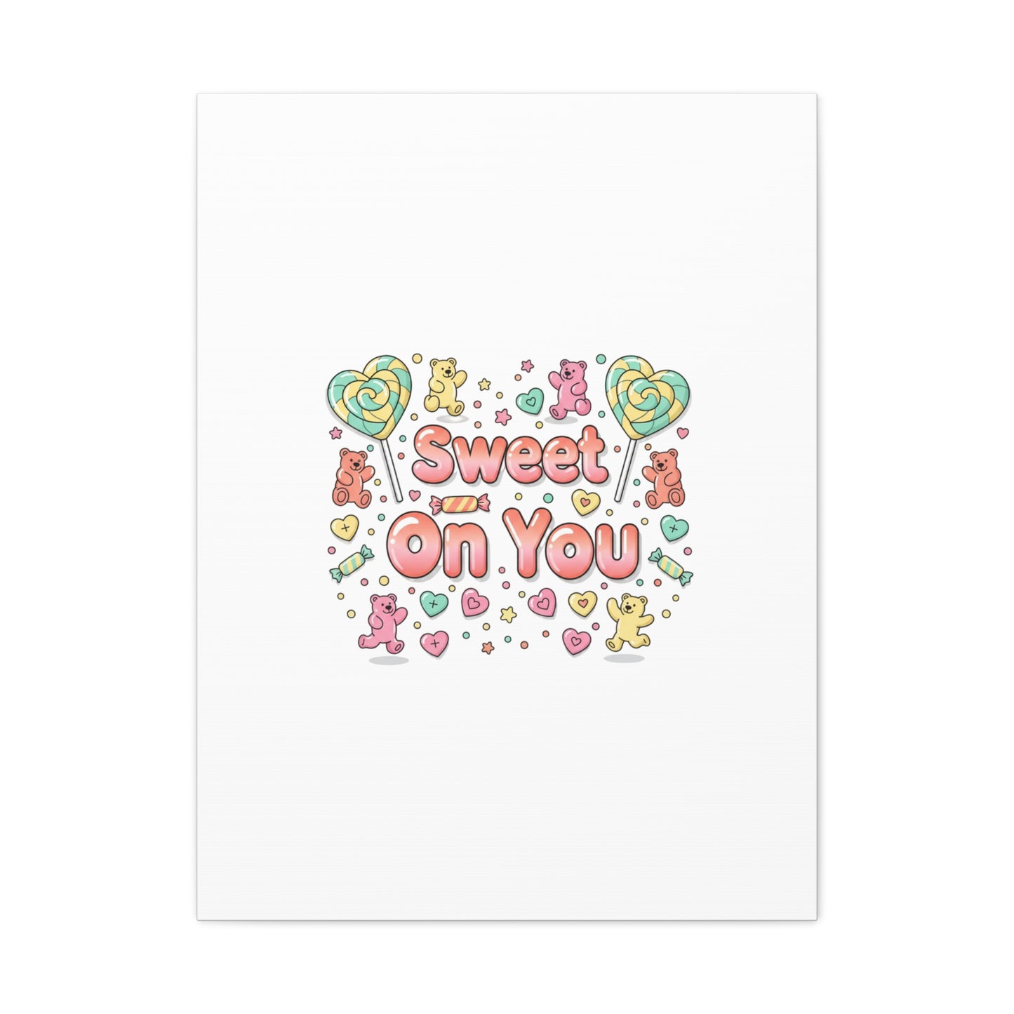 Sweet On You Canvas | Valentine Candycore heart candy pattern, pastel snackcore art