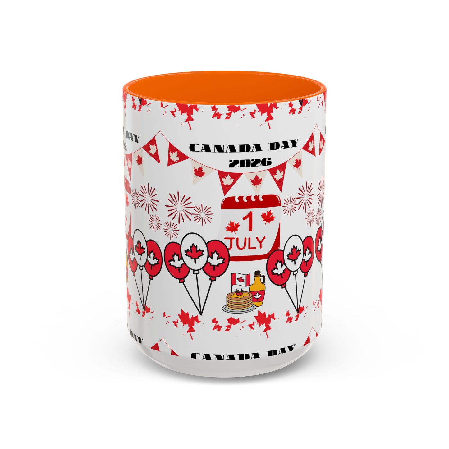 Canada Day Coffee Mug - 1 July 2026 Red Maple Balloon Accent Mug