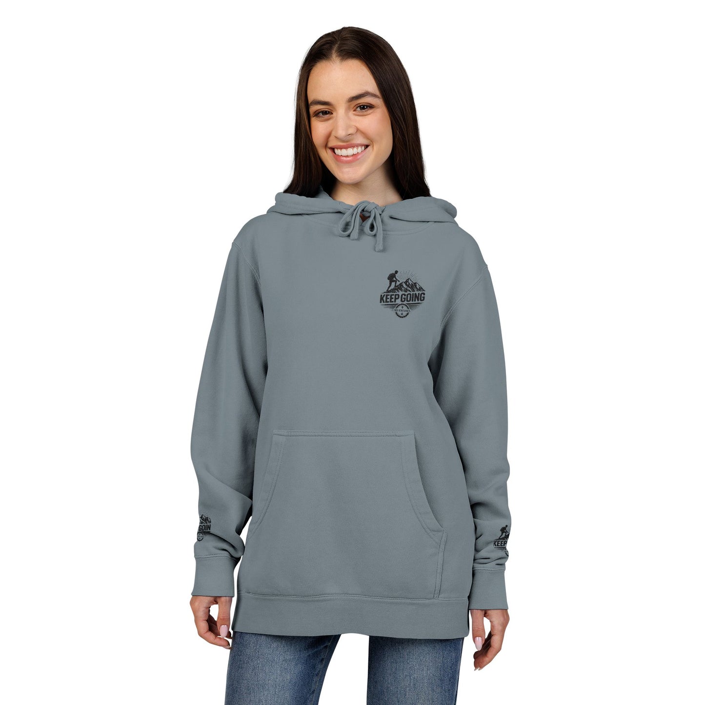 Keep Going Hoodie | Motivational Text Pigment-Dyed Hoodie