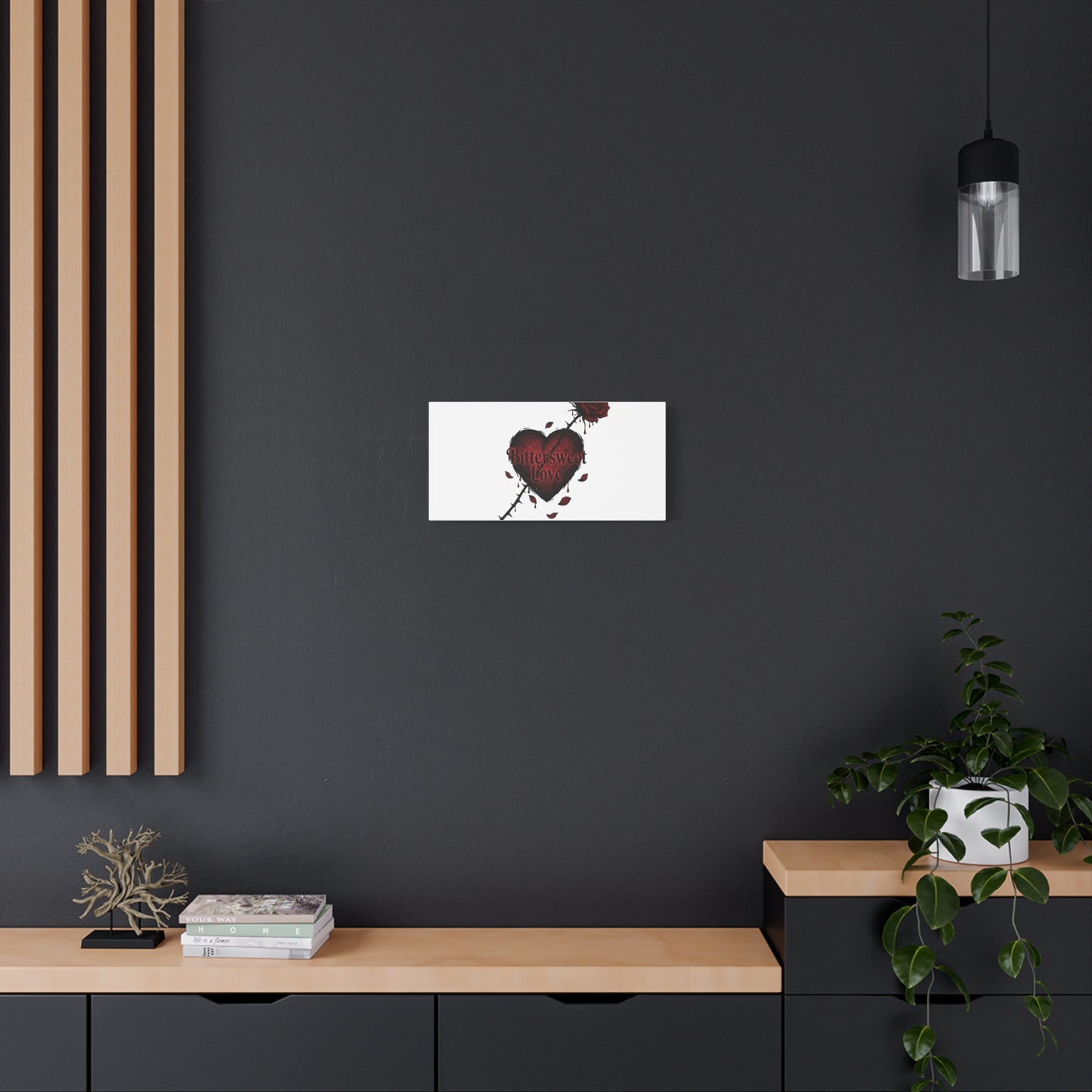 Bittersweet Love heart & thorn rose Canvas | Goth Valentine, Dark Romance Art Print