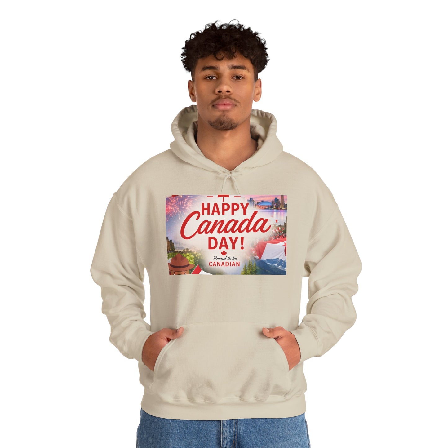 Canada Day Hoodie — "Happy Canada Day! Proud Canadian" Celebration Sweatshirt