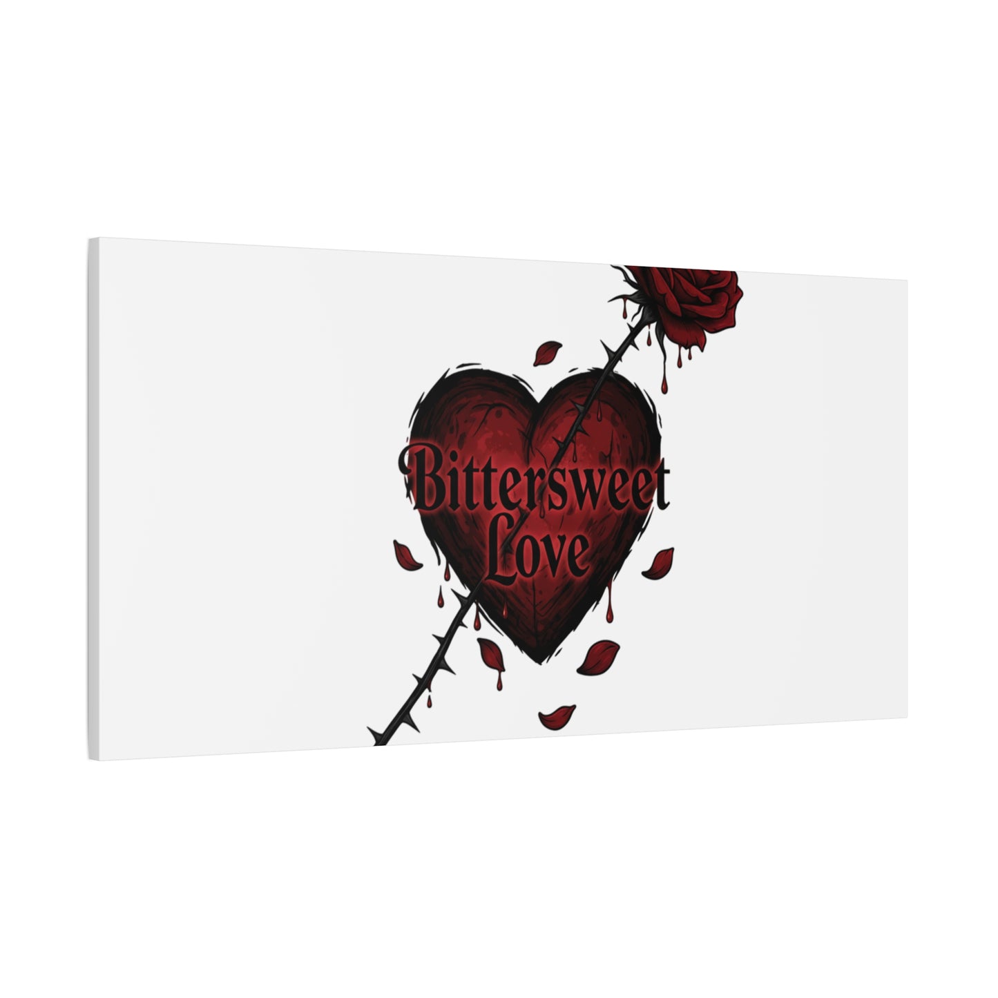 Bittersweet Love heart & thorn rose Canvas | Goth Valentine, Dark Romance Art Print