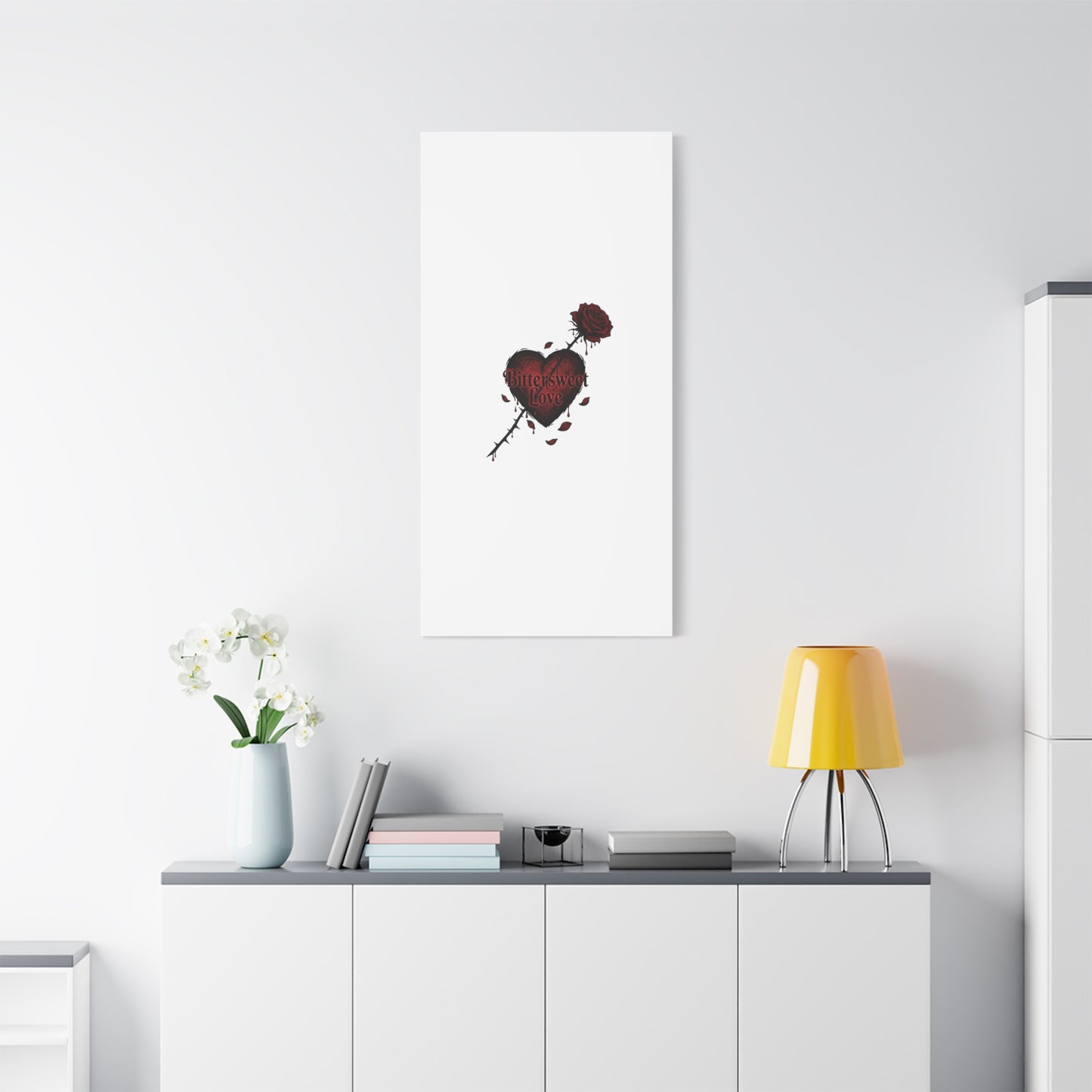 Bittersweet Love heart & thorn rose Canvas | Goth Valentine, Dark Romance Art Print