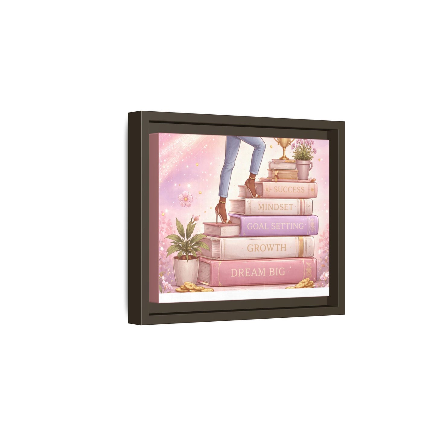 Dream Big Wall Art — Motivational Stacked Books Framed Canvas