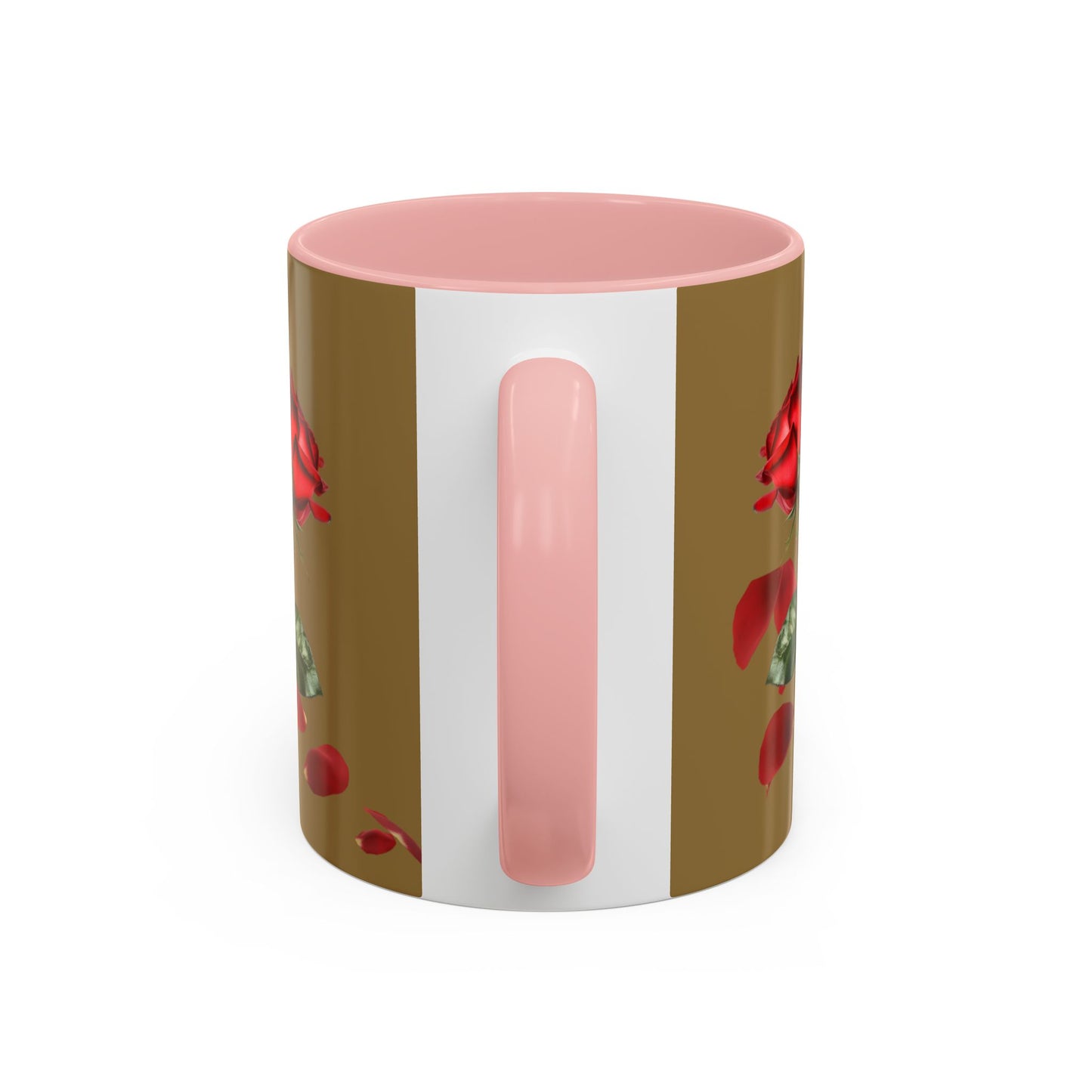 Red Rose Petals Coffee Mug  Accent Black Handle Interior,